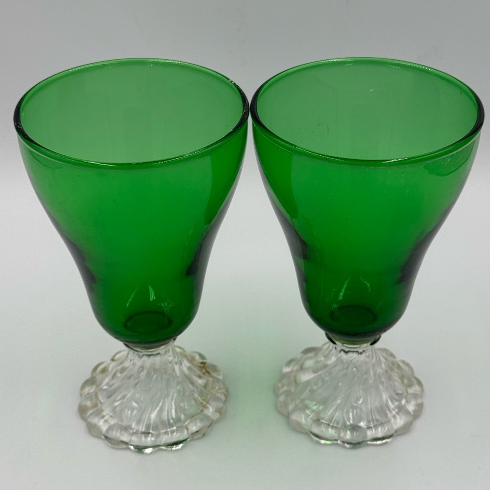 Vintage MCM Anchor Hocking Emerald Green “Burple" Glasses Set of 6 - Picture 13 of 13